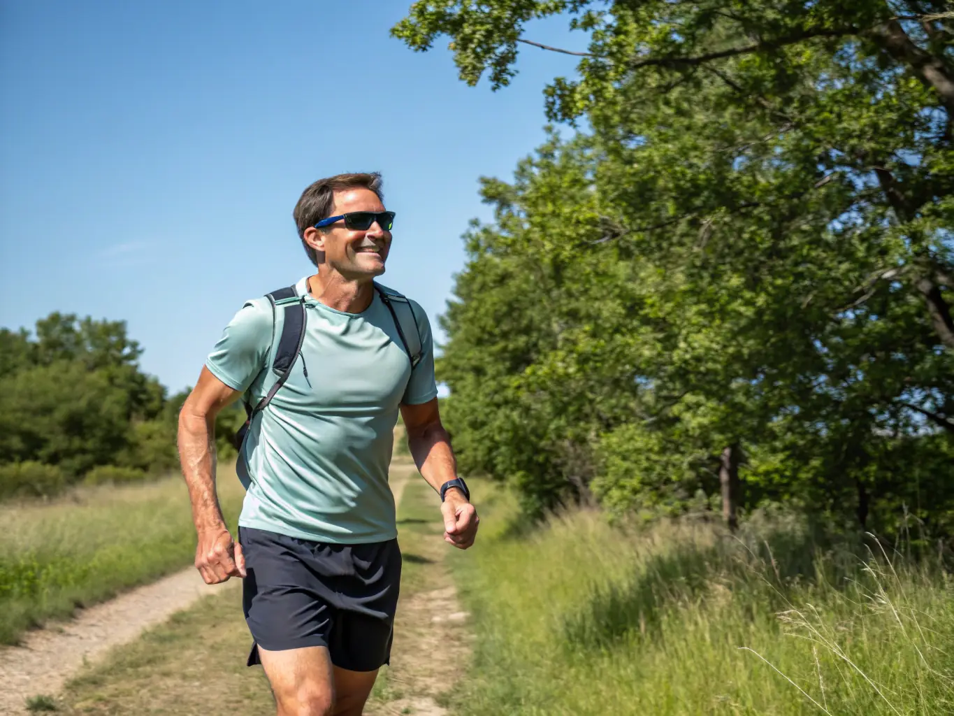 An image depicting a man engaging in an active lifestyle, such as hiking or playing sports, symbolizing the increased energy and vitality that comes with improved health through ResusRX's ED treatment.